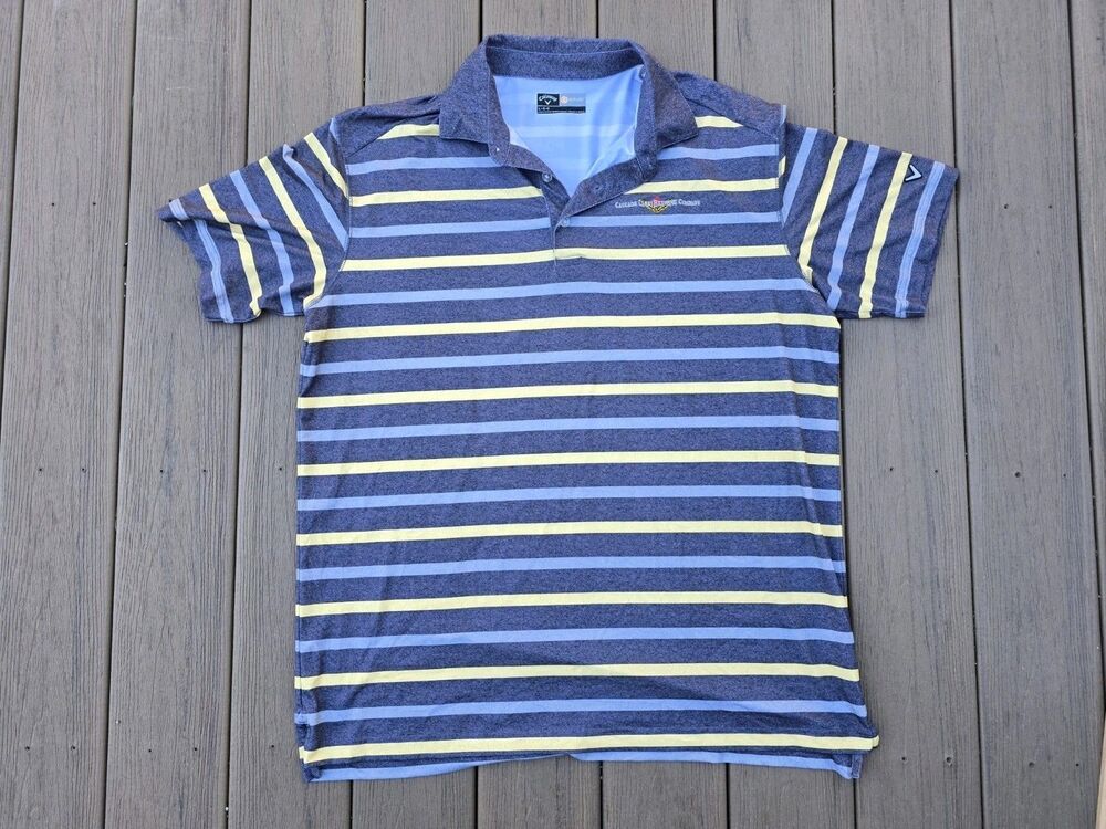 Callaway Men’s Stripe Golf All Over Print Opti Dri Performance Polo Shirt L